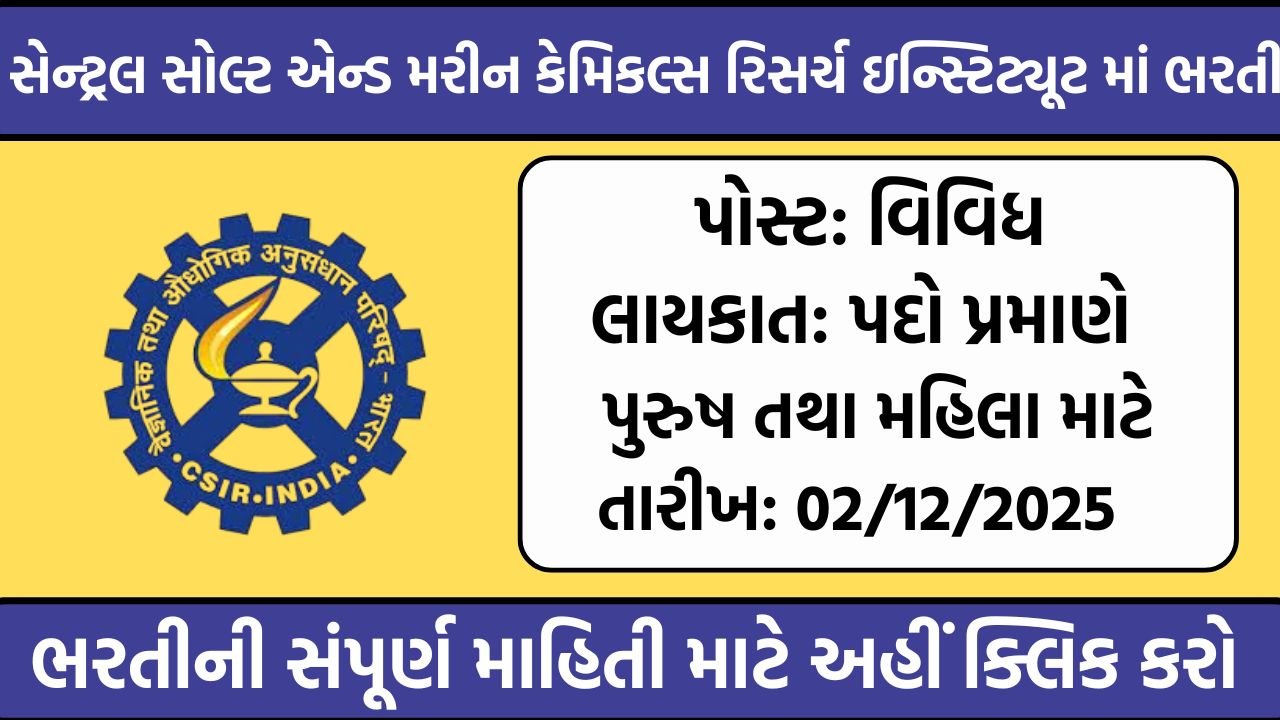 CSMCRI Recruitment 2025