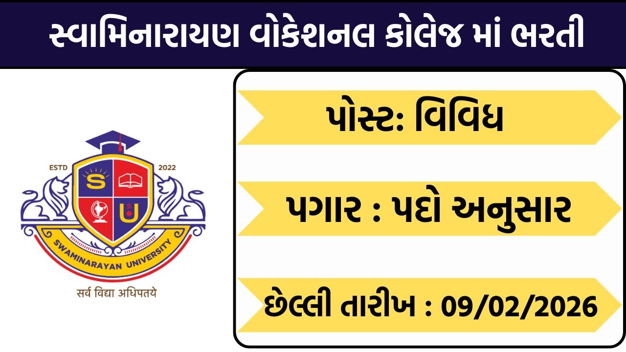 Swaminarayan Vocational College Recruitment
